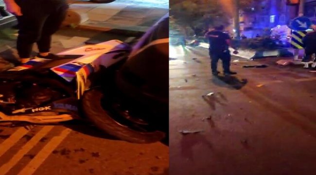 Feci kaza! Taksi ile 2 motosiklet çarpıştı