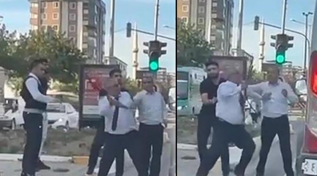 Otobüs şoförü, yol verme tartışmasında sopayla saldırdı!