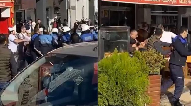 Esenyurt'ta zabıta ve esnafın tekmeli yumruklu saksı kavgası kamerada