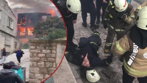 Beyoğlu'nda ahşap bina yandı: Bir itfaiye eri yaralı