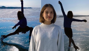 Çıldır Gölü'ndeki buz pateni gösterisiyle büyülemişti... 