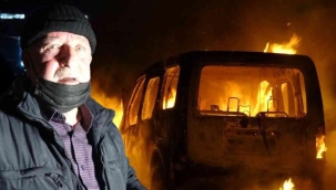 Canını zor kurtardı! Otomobili gözlerinin önünde alev alev yandı